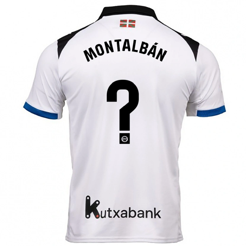 Danxen Mann Enrique Montalbán #0 Hvit Blå Bortetrøye Drakt Trøye 2025/26 Skjorter T-Skjorte