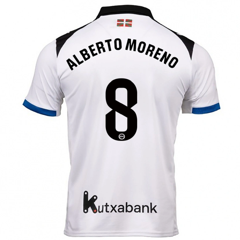 Danxen Mann Alberto Moreno #8 Hvit Blå Bortetrøye Drakt Trøye 2025/26 Skjorter T-Skjorte