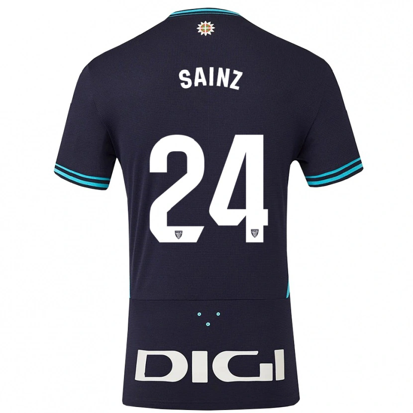 Danxen Mann Iñigo Sainz #24 Marineblå Lyseblå Bortetrøye Drakt Trøye 2025/26 Skjorter T-Skjorte