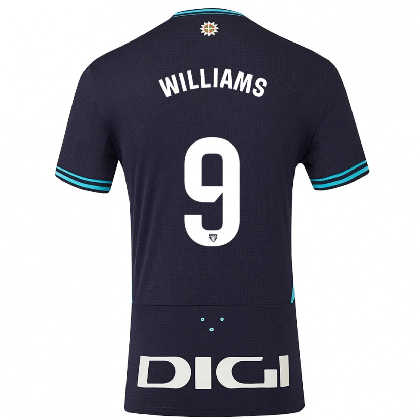 Danxen Mann Iñaki Williams #9 Marineblå Lyseblå Bortetrøye Drakt Trøye 2025/26 Skjorter T-Skjorte