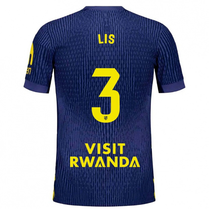 Danxen Mann Adrian Lis #3 Marineblå Gul Bortetrøye Drakt Trøye 2025/26 Skjorter T-Skjorte