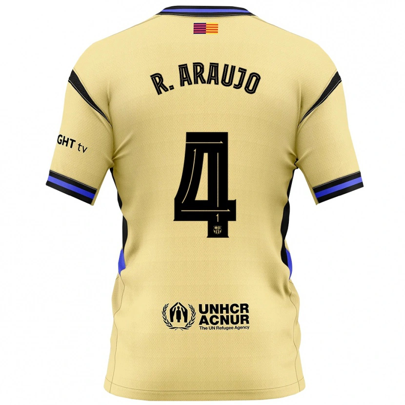 Danxen Mann Ronald Araujo #4 Gul Svart Bortetrøye Drakt Trøye 2025/26 Skjorter T-Skjorte