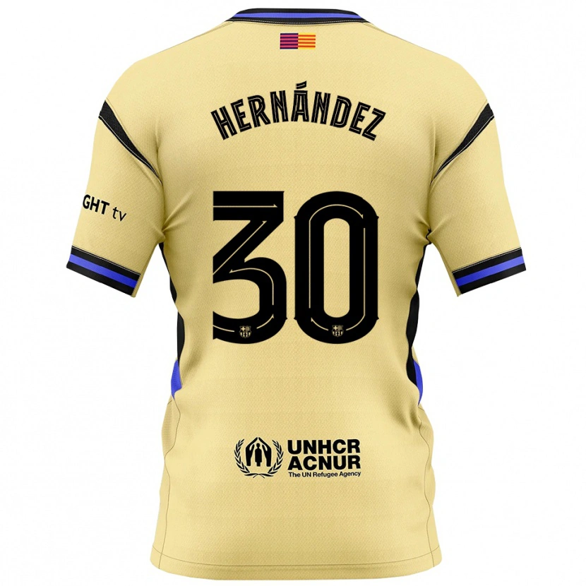 Danxen Mann Juan Hernández #30 Gul Svart Bortetrøye Drakt Trøye 2025/26 Skjorter T-Skjorte