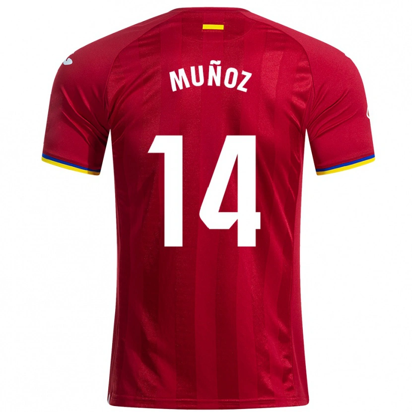 Danxen Mann Javi Muñoz #14 Rød Gul Blå Bortetrøye Drakt Trøye 2025/26 Skjorter T-Skjorte