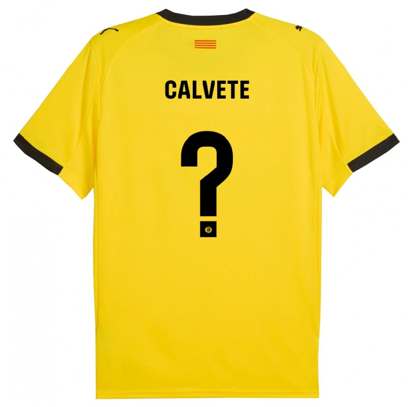 Danxen Mann Pablo Calvete #0 Gul Svart Bortetrøye Drakt Trøye 2025/26 Skjorter T-Skjorte