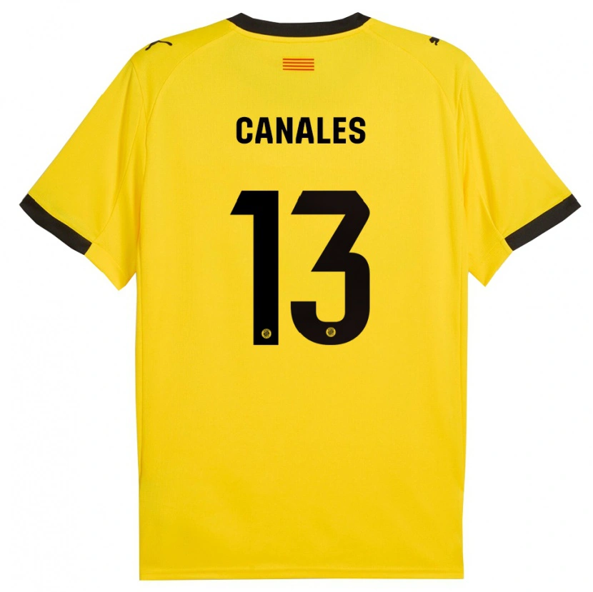 Danxen Mann Juanvi Canales #13 Gul Svart Bortetrøye Drakt Trøye 2025/26 Skjorter T-Skjorte
