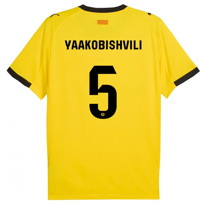 Danxen Mann Antal Yaakobishvili #5 Gul Svart Bortetrøye Drakt Trøye 2025/26 Skjorter T-Skjorte