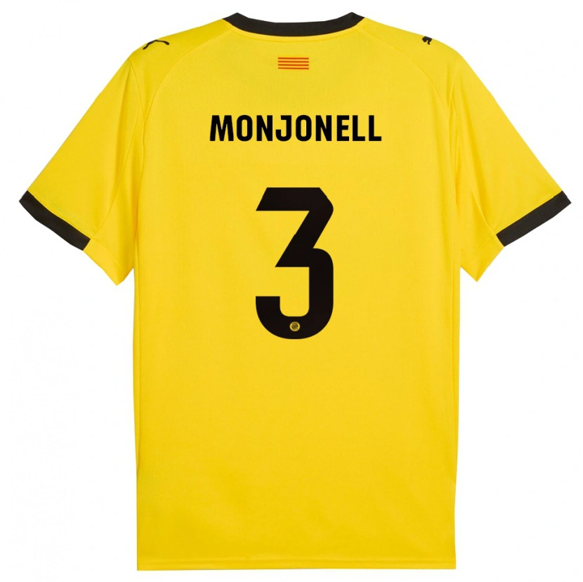 Danxen Mann Eric Monjonell #3 Gul Svart Bortetrøye Drakt Trøye 2025/26 Skjorter T-Skjorte