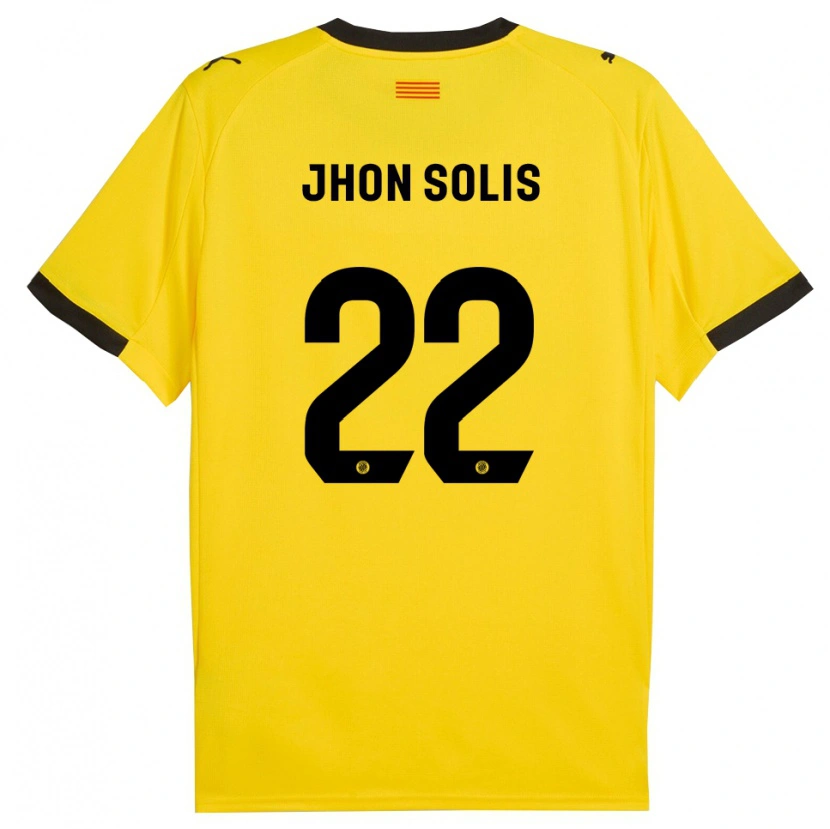 Danxen Mann Jhon Solís #22 Gul Svart Bortetrøye Drakt Trøye 2025/26 Skjorter T-Skjorte