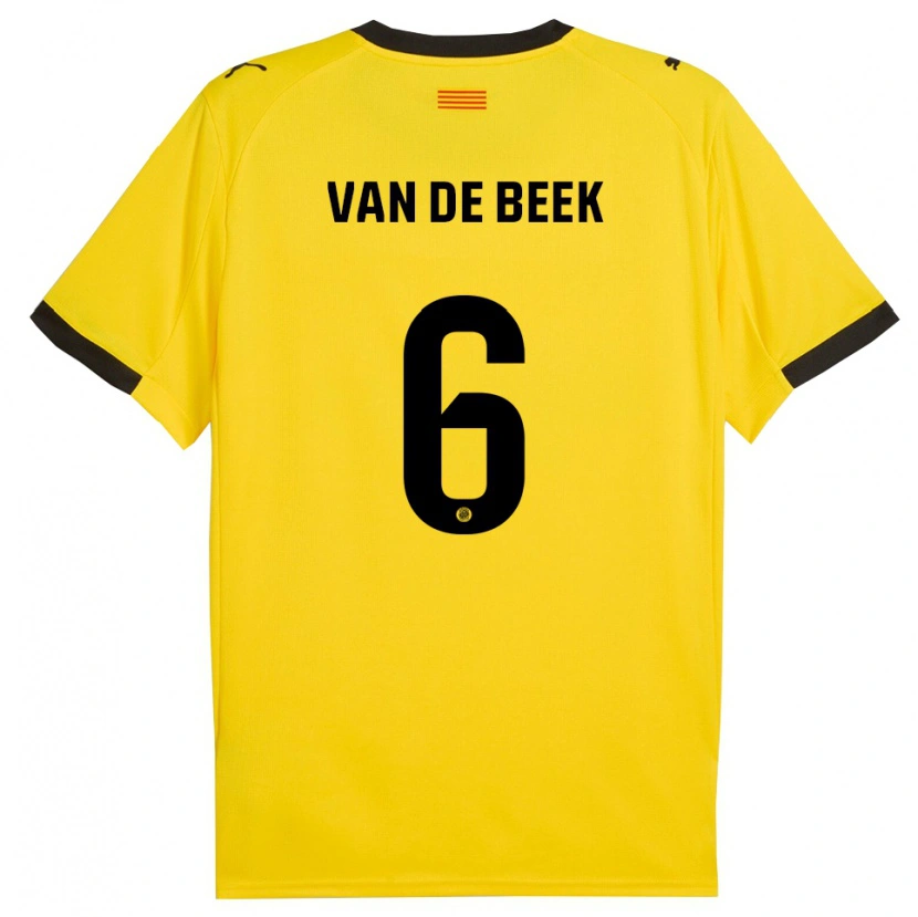 Danxen Mann Donny Van De Beek #6 Gul Svart Bortetrøye Drakt Trøye 2025/26 Skjorter T-Skjorte