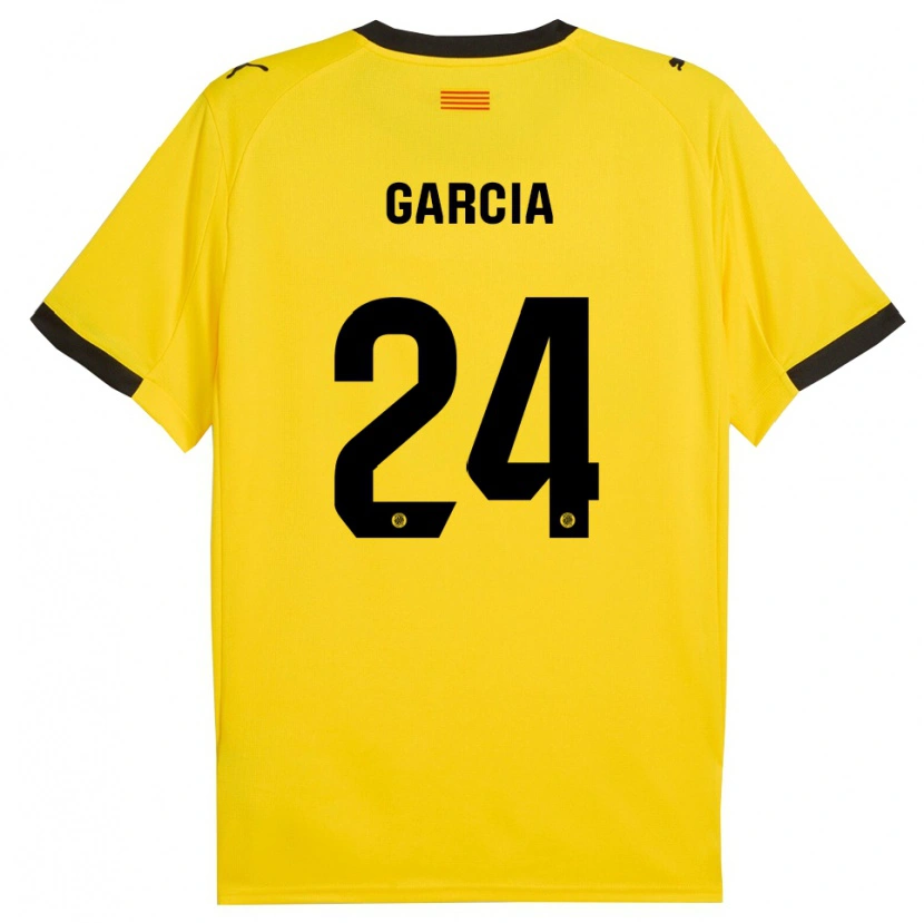 Danxen Mann Borja García #24 Gul Svart Bortetrøye Drakt Trøye 2025/26 Skjorter T-Skjorte