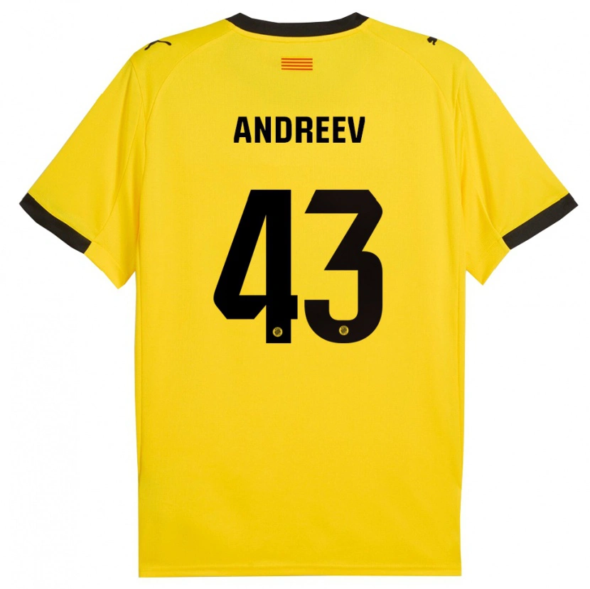 Danxen Mann Aleksandar Andreev #43 Gul Svart Bortetrøye Drakt Trøye 2025/26 Skjorter T-Skjorte