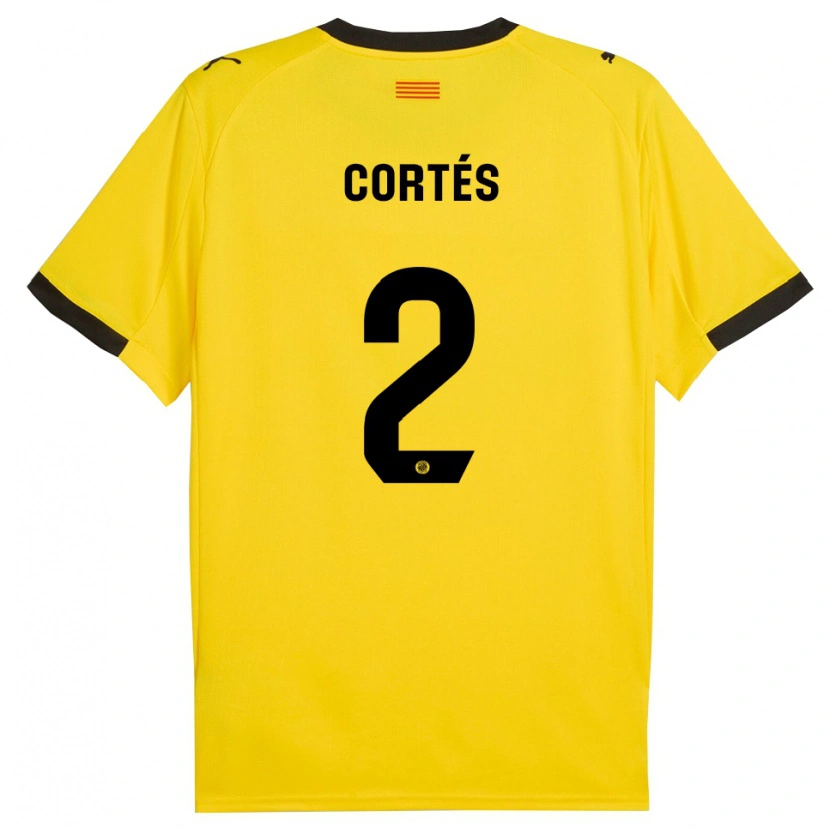 Danxen Mann Sergio Cortés #2 Gul Svart Bortetrøye Drakt Trøye 2025/26 Skjorter T-Skjorte