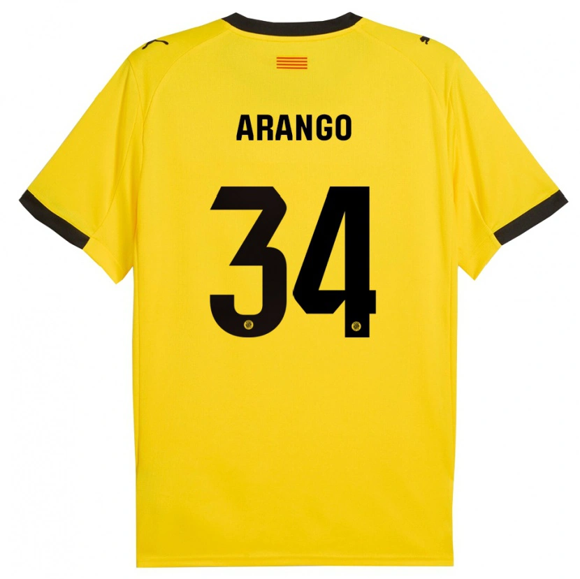 Danxen Mann Juan Arango #34 Gul Svart Bortetrøye Drakt Trøye 2025/26 Skjorter T-Skjorte