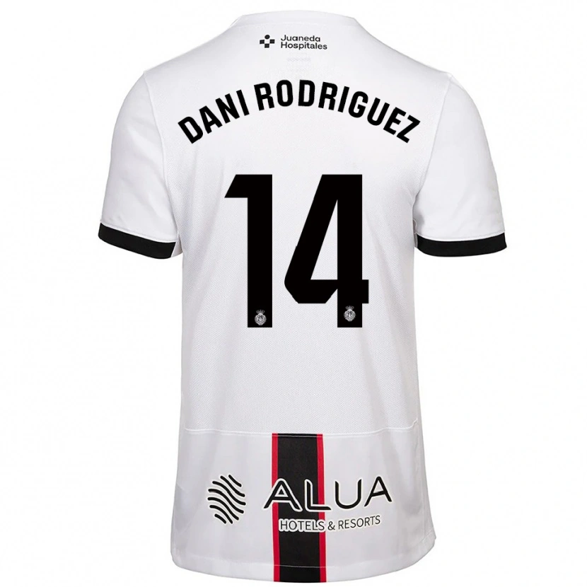 Danxen Mann Dani Rodríguez #14 Hvit Svart Bortetrøye Drakt Trøye 2025/26 Skjorter T-Skjorte