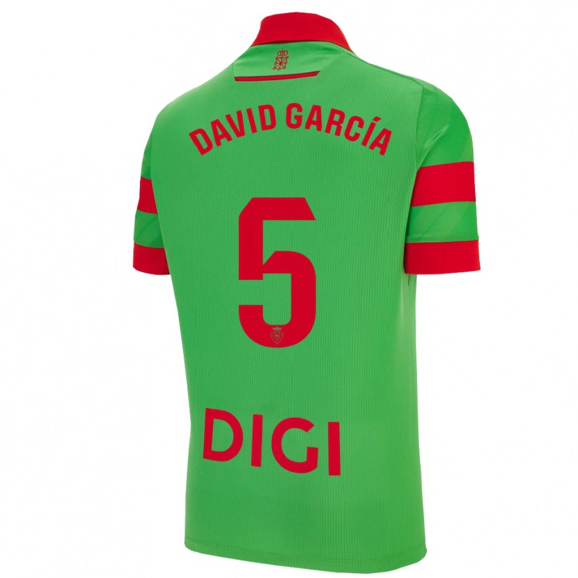 Danxen Mann David García #5 Grønn Rød Bortetrøye Drakt Trøye 2025/26 Skjorter T-Skjorte