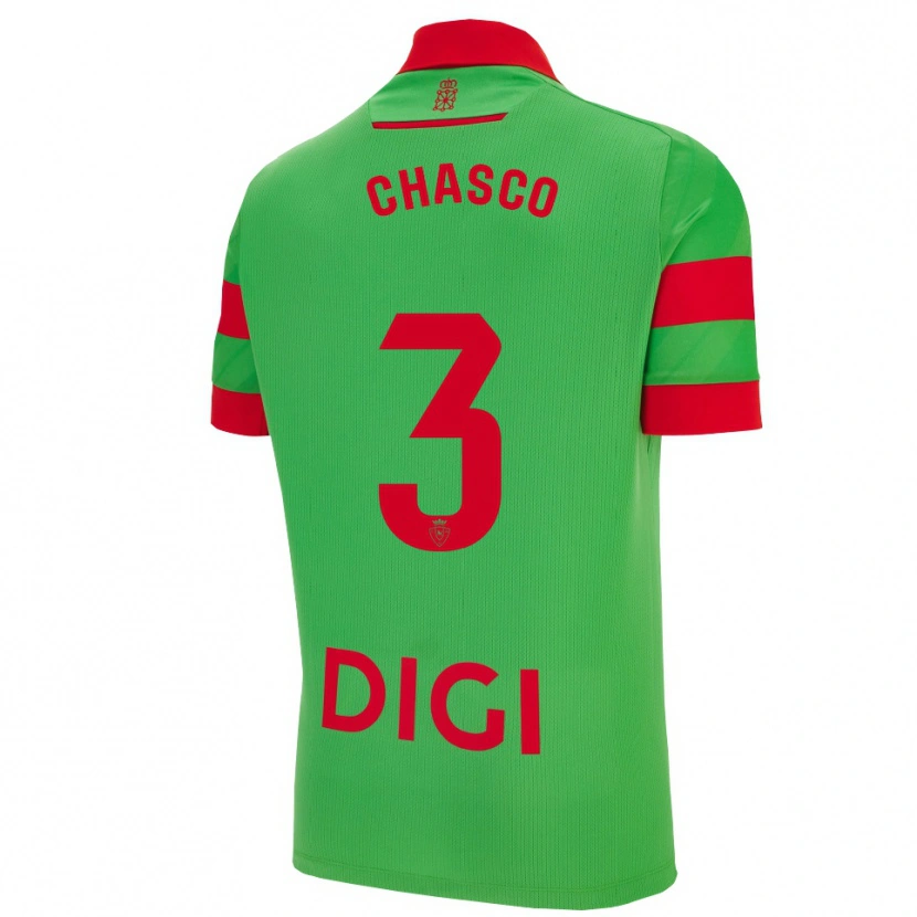 Danxen Mann Raúl Chasco #3 Grønn Rød Bortetrøye Drakt Trøye 2025/26 Skjorter T-Skjorte