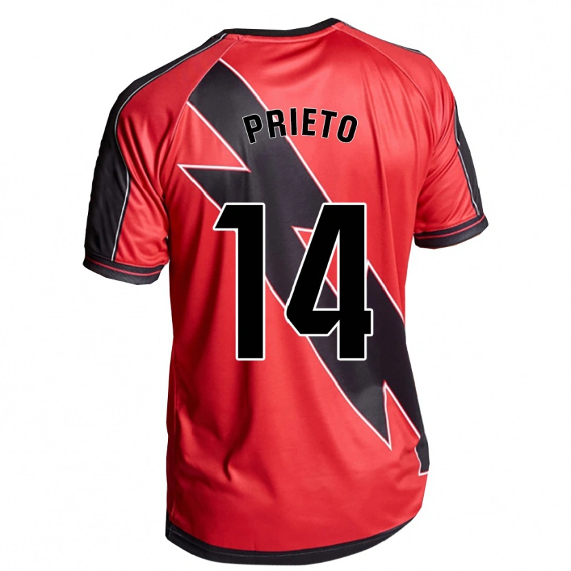 Danxen Mann Pablo Prieto #14 Rød Svart Bortetrøye Drakt Trøye 2025/26 Skjorter T-Skjorte