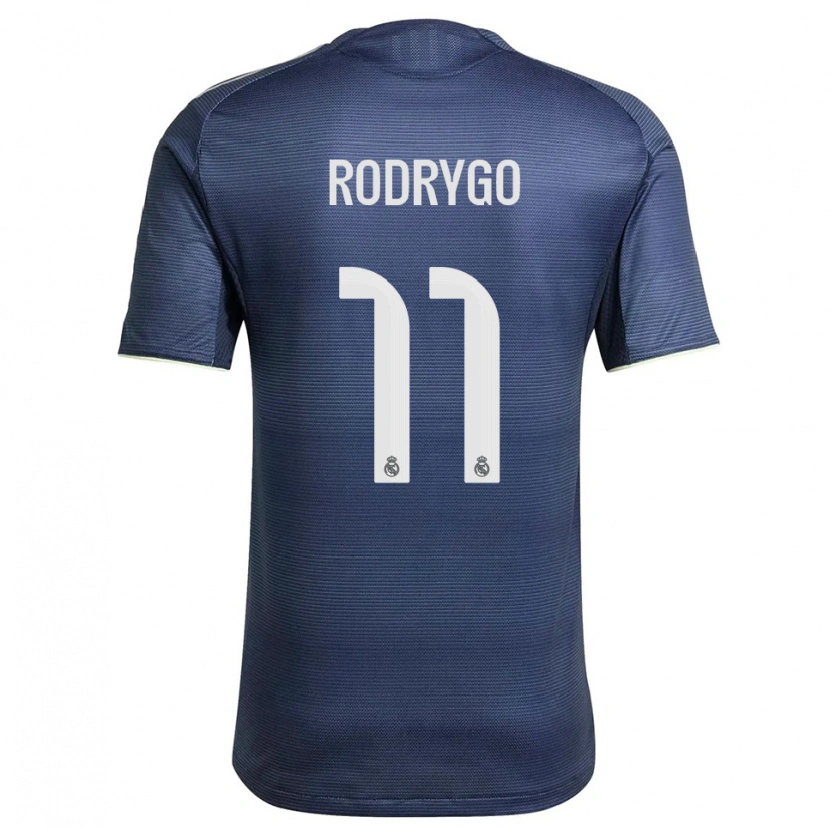 Danxen Mann Rodrygo #11 Marineblå Sølv Bortetrøye Drakt Trøye 2025/26 Skjorter T-Skjorte