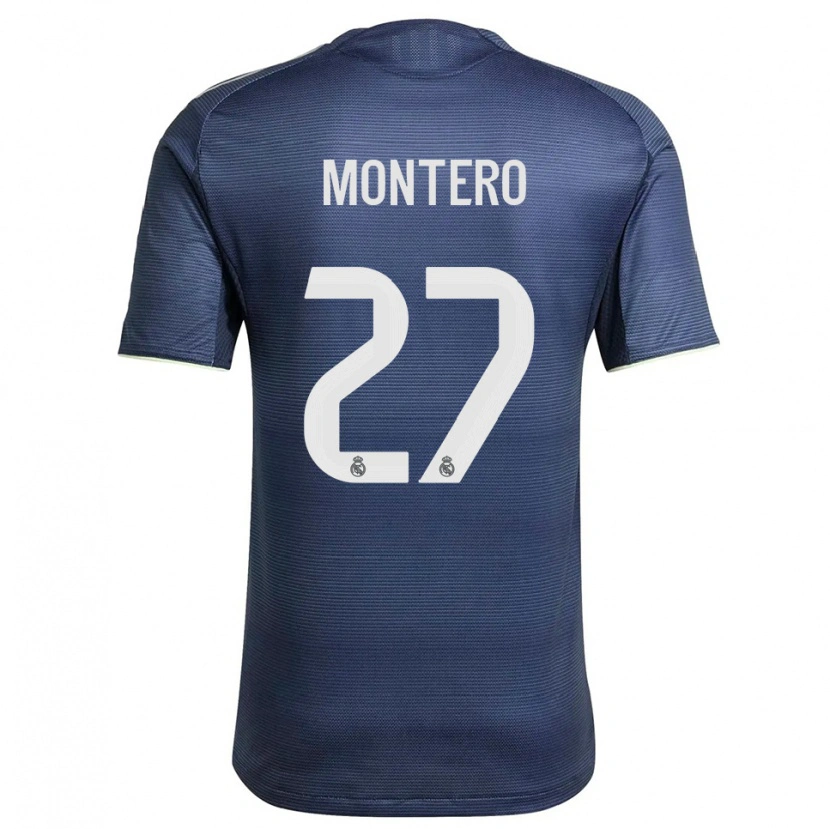 Danxen Mann Pablo Montero #27 Marineblå Sølv Bortetrøye Drakt Trøye 2025/26 Skjorter T-Skjorte
