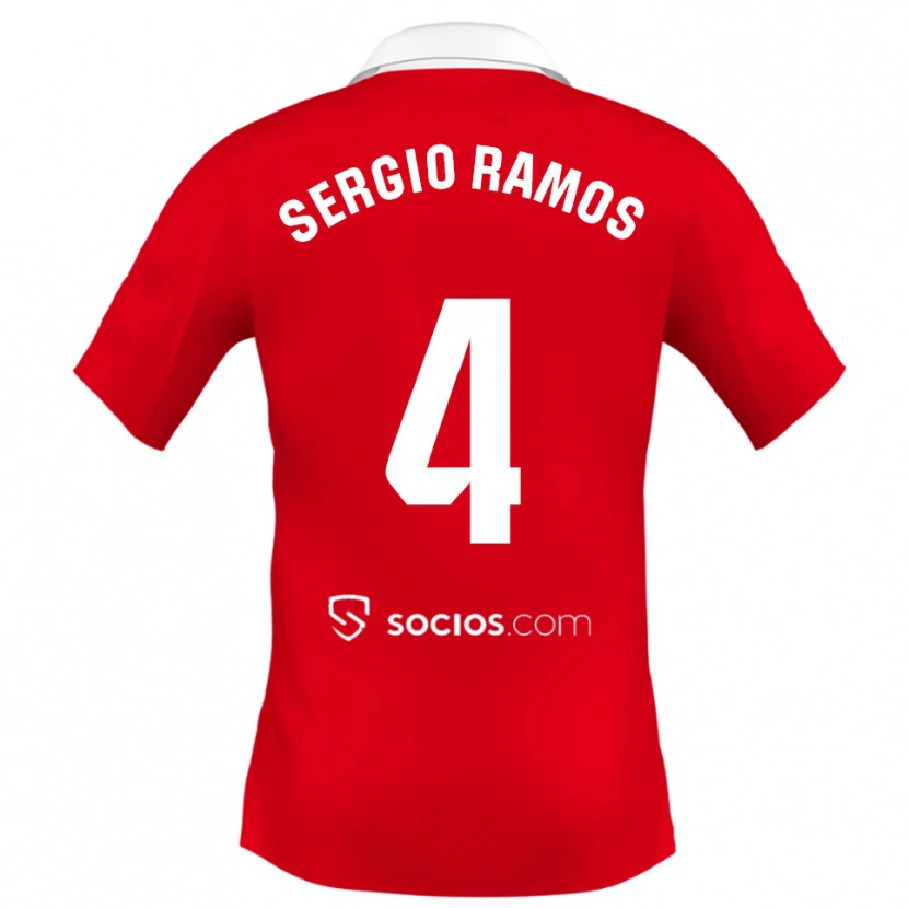 Danxen Mann Sergio Ramos #4 Rød Hvit Grå Bortetrøye Drakt Trøye 2025/26 Skjorter T-Skjorte