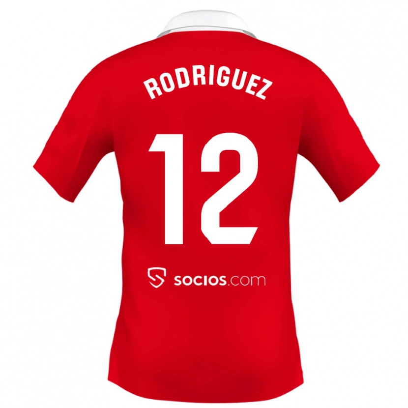 Danxen Mann Lucía María Rodríguez Herrero #12 Rød Hvit Grå Bortetrøye Drakt Trøye 2025/26 Skjorter T-Skjorte