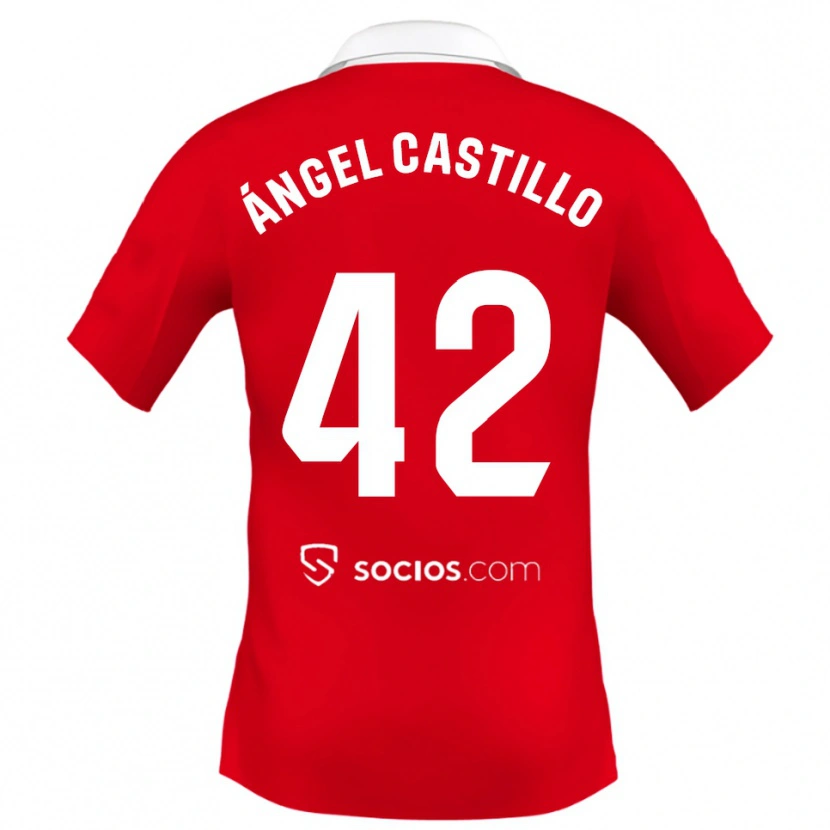 Danxen Mann Manuel Ángel Castillo #42 Rød Hvit Grå Bortetrøye Drakt Trøye 2025/26 Skjorter T-Skjorte