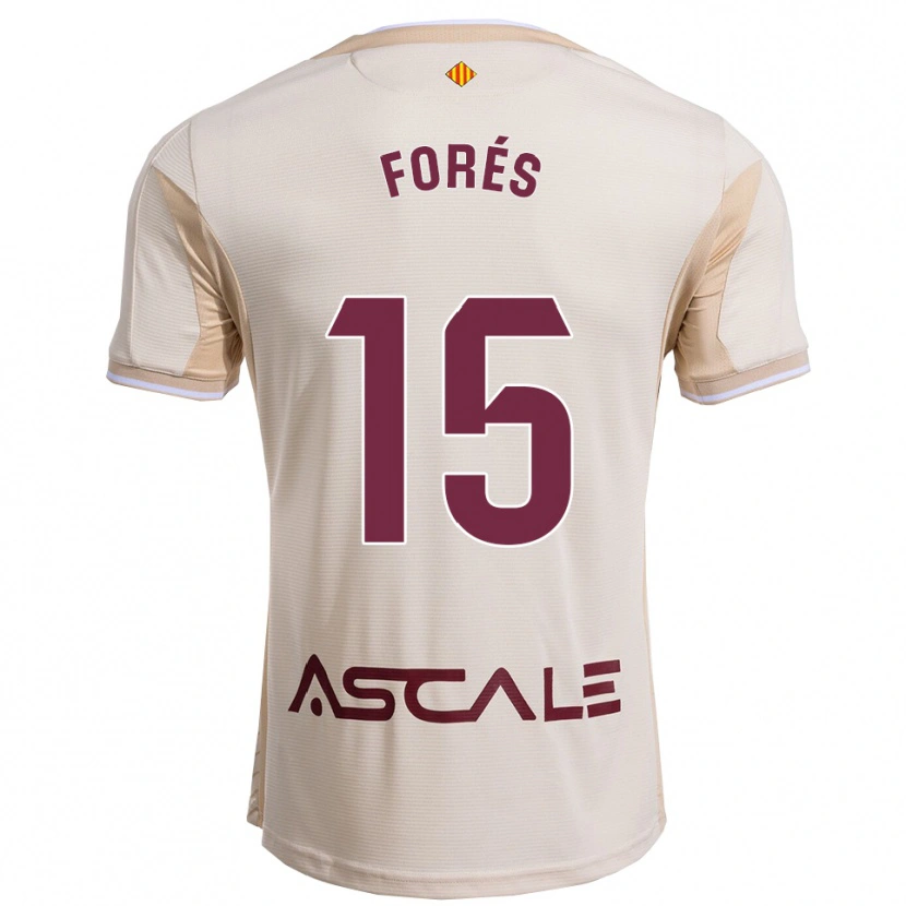 Danxen Mann Arnau Forés #15 Off-White Burgunder Bortetrøye Drakt Trøye 2025/26 Skjorter T-Skjorte