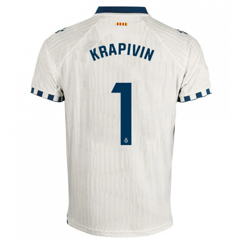 Danxen Mann Yegor Krapivin #1 Hvit Blå Bortetrøye Drakt Trøye 2025/26 Skjorter T-Skjorte