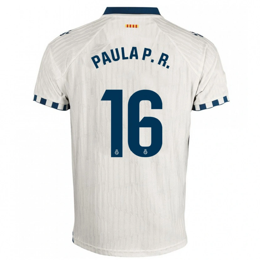 Danxen Mann Paula Perea Ramírez #16 Hvit Blå Bortetrøye Drakt Trøye 2025/26 Skjorter T-Skjorte