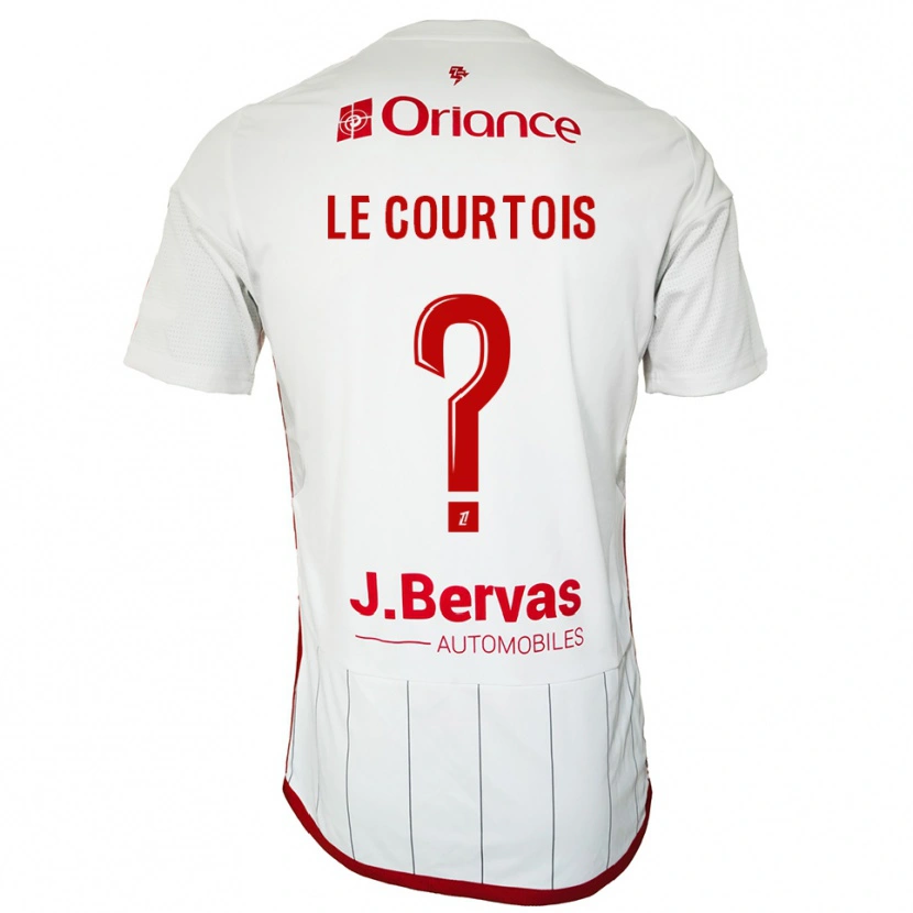 Danxen Mann Loan Le Courtois #0 Hvit Rød Bortetrøye Drakt Trøye 2025/26 Skjorter T-Skjorte