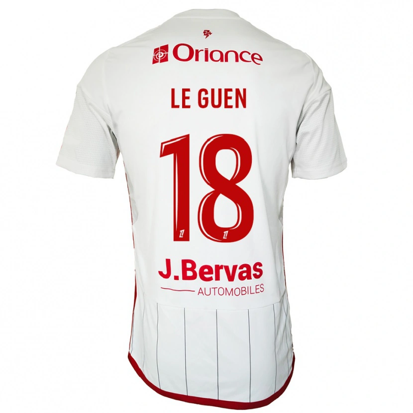 Danxen Mann Raphaël Le Guen #18 Hvit Rød Bortetrøye Drakt Trøye 2025/26 Skjorter T-Skjorte