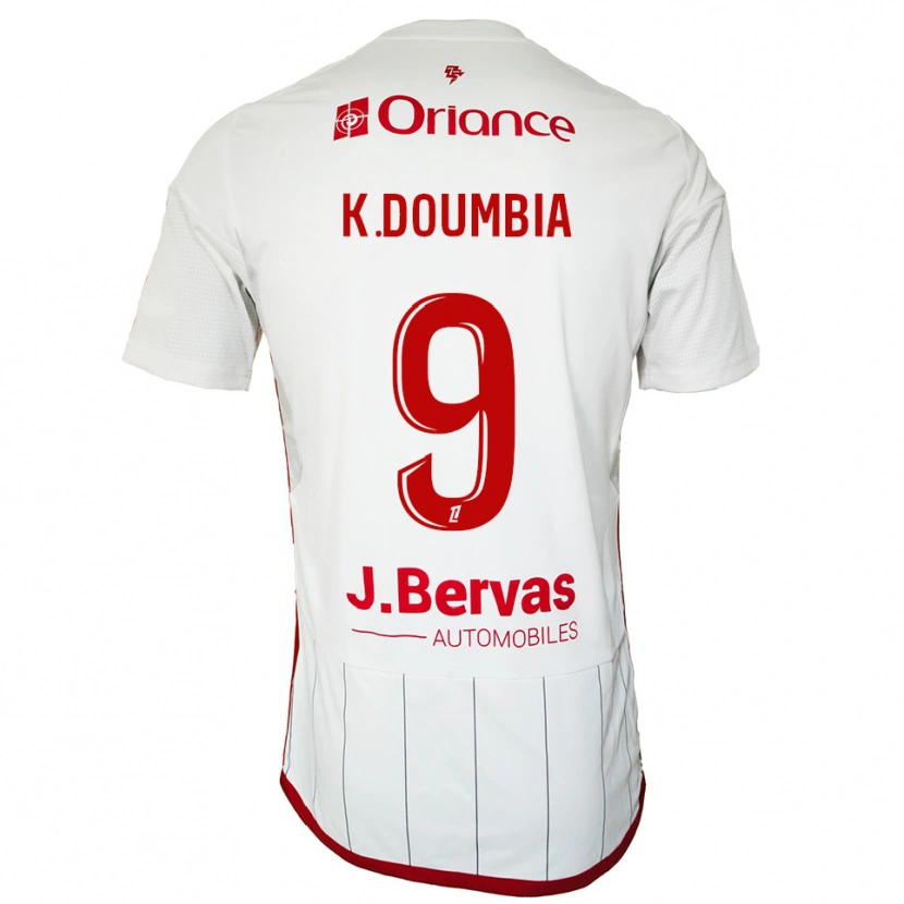 Danxen Mann Kamory Doumbia #9 Hvit Rød Bortetrøye Drakt Trøye 2025/26 Skjorter T-Skjorte