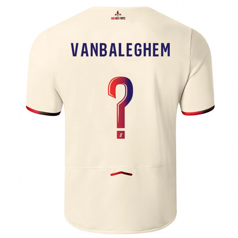 Danxen Mann Valentin Vanbaleghem #0 Off-White Rød Bortetrøye Drakt Trøye 2025/26 Skjorter T-Skjorte