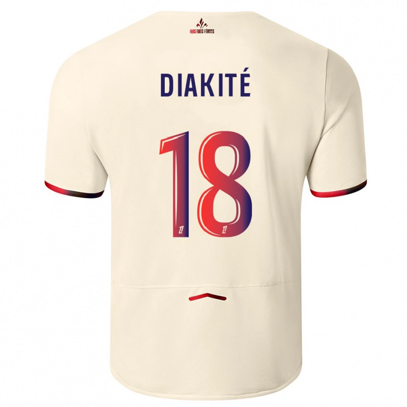 Danxen Mann Bafodé Diakité #18 Off-White Rød Bortetrøye Drakt Trøye 2025/26 Skjorter T-Skjorte
