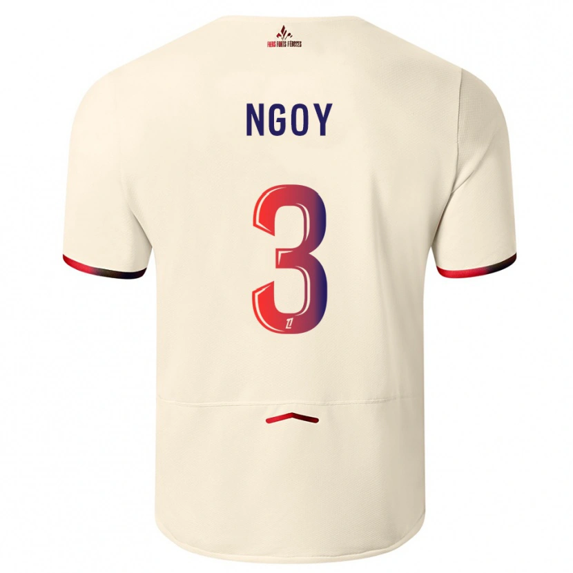 Danxen Mann Nathan Ngoy #3 Off-White Rød Bortetrøye Drakt Trøye 2025/26 Skjorter T-Skjorte