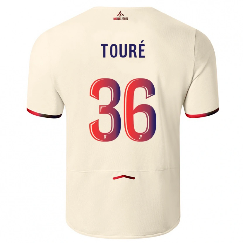 Danxen Mann Ousmane Touré #36 Off-White Rød Bortetrøye Drakt Trøye 2025/26 Skjorter T-Skjorte