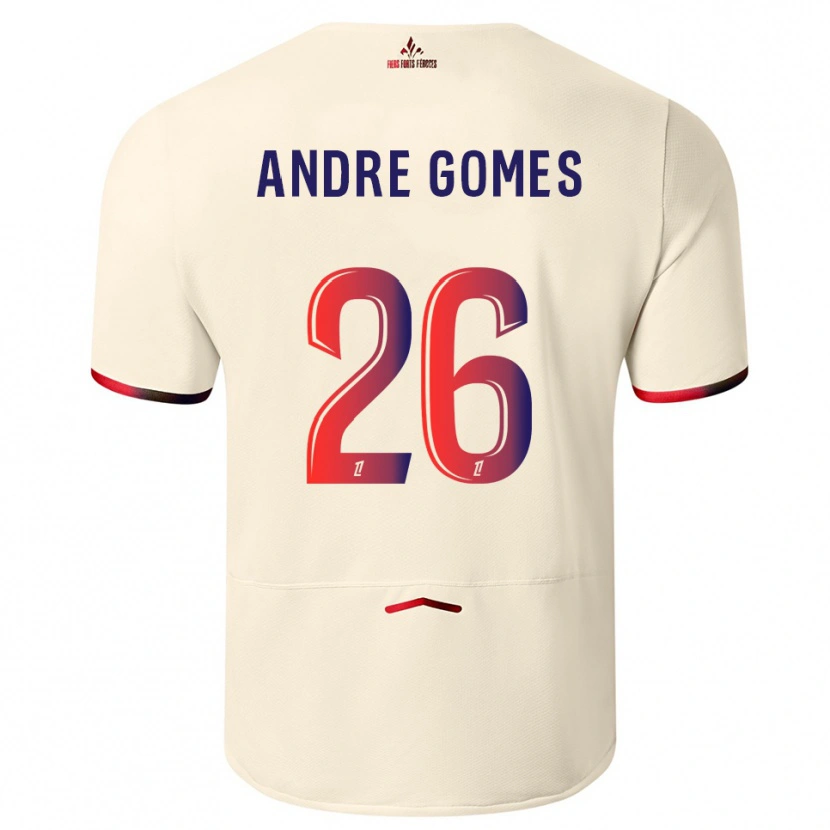 Danxen Mann André Gomes #26 Off-White Rød Bortetrøye Drakt Trøye 2025/26 Skjorter T-Skjorte