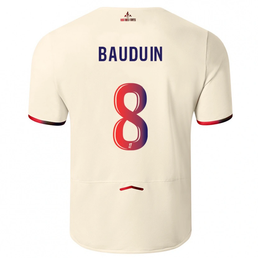 Danxen Mann Justine Bauduin #8 Off-White Rød Bortetrøye Drakt Trøye 2025/26 Skjorter T-Skjorte