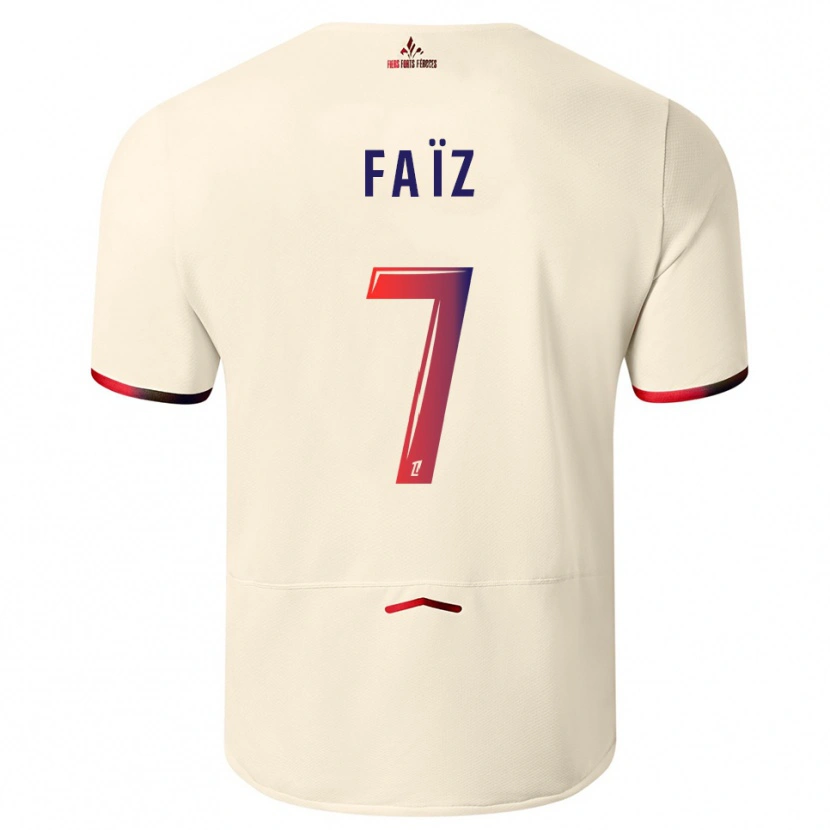 Danxen Mann Adame Faïz #7 Off-White Rød Bortetrøye Drakt Trøye 2025/26 Skjorter T-Skjorte