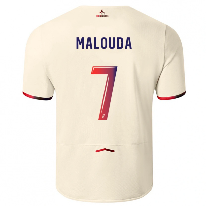 Danxen Mann Aaron Malouda #7 Off-White Rød Bortetrøye Drakt Trøye 2025/26 Skjorter T-Skjorte