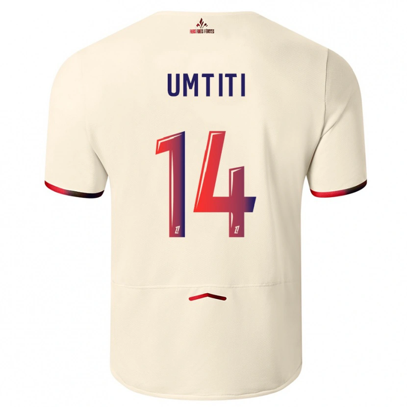 Danxen Mann Samuel Umtiti #14 Off-White Rød Bortetrøye Drakt Trøye 2025/26 Skjorter T-Skjorte