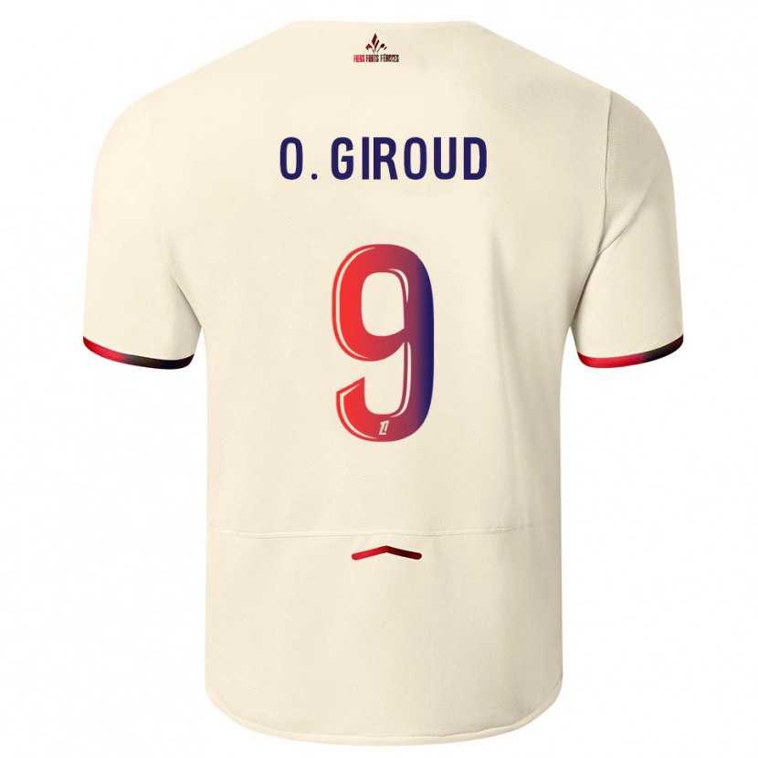 Danxen Mann Olivier Giroud #9 Off-White Rød Bortetrøye Drakt Trøye 2025/26 Skjorter T-Skjorte