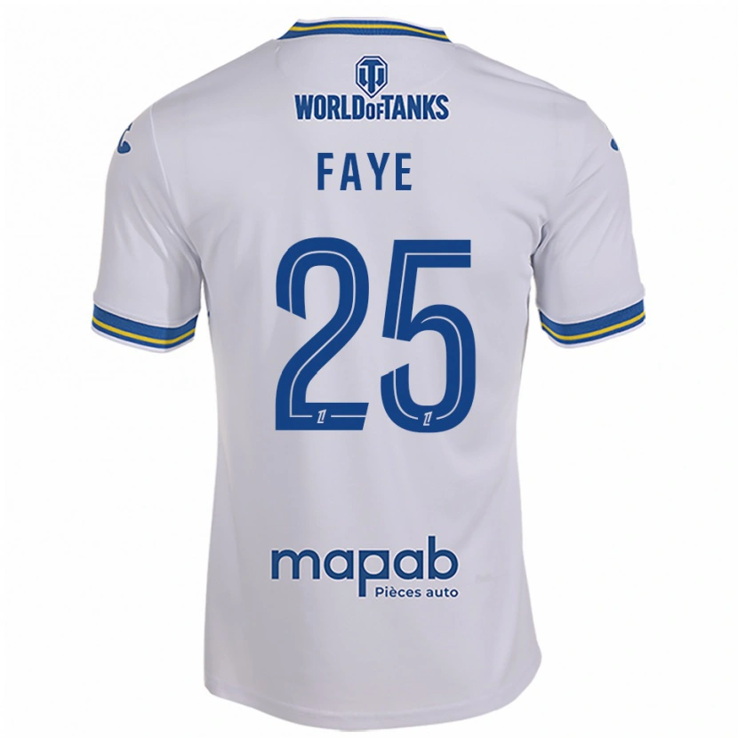 Danxen Mann Abdoulaye Faye #25 Hvit Lyseblå Bortetrøye Drakt Trøye 2025/26 Skjorter T-Skjorte