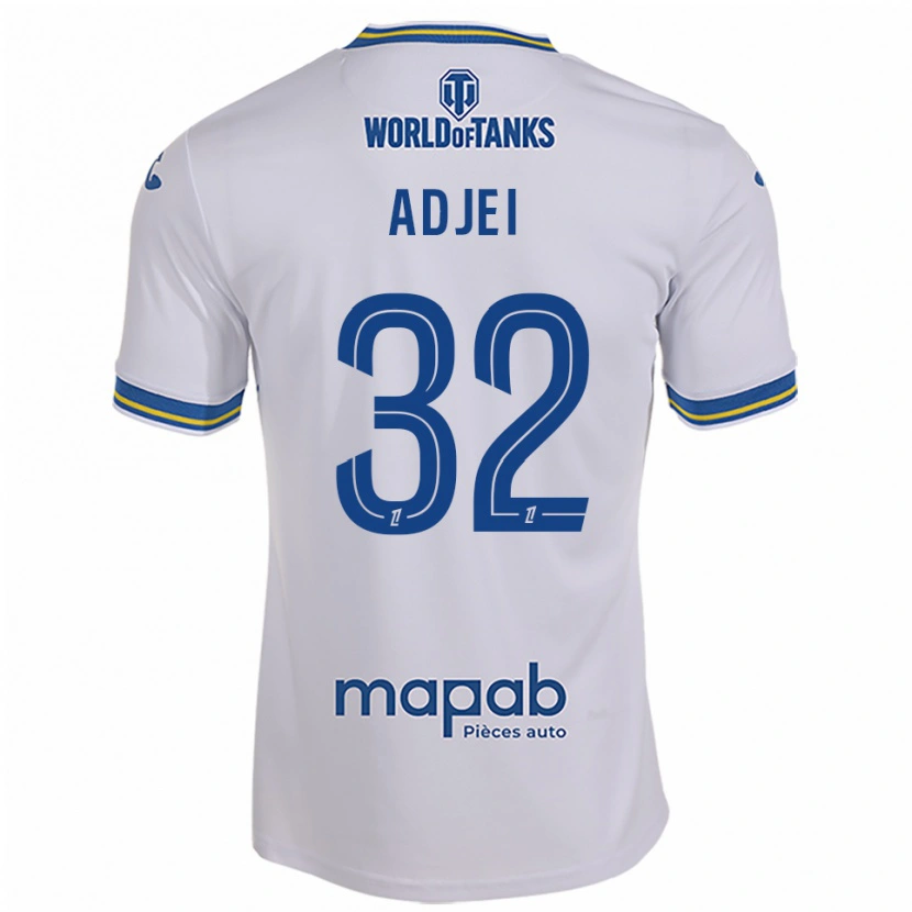 Danxen Mann Nathaniel Adjei #32 Hvit Lyseblå Bortetrøye Drakt Trøye 2025/26 Skjorter T-Skjorte