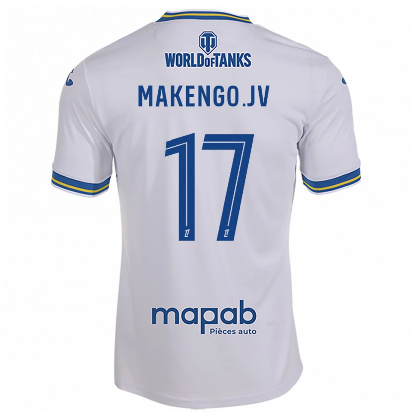 Danxen Mann Jean-Victor Makengo #17 Hvit Lyseblå Bortetrøye Drakt Trøye 2025/26 Skjorter T-Skjorte