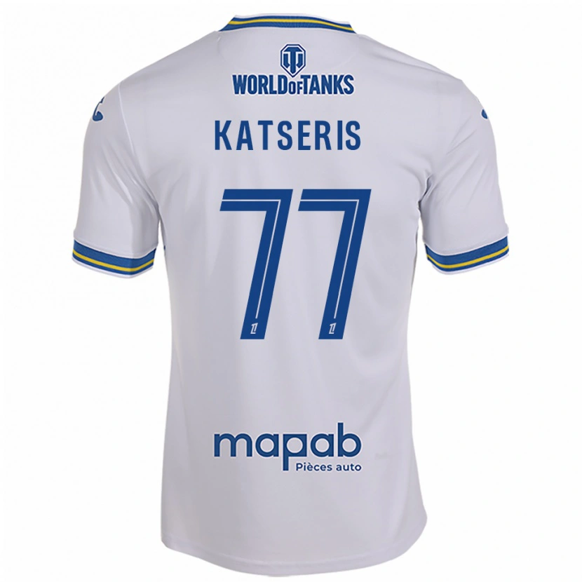 Danxen Mann Panos Katseris #77 Hvit Lyseblå Bortetrøye Drakt Trøye 2025/26 Skjorter T-Skjorte