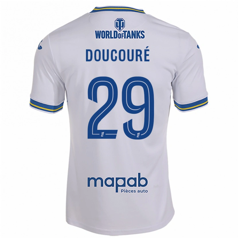 Danxen Mann Siriné Doucouré #29 Hvit Lyseblå Bortetrøye Drakt Trøye 2025/26 Skjorter T-Skjorte