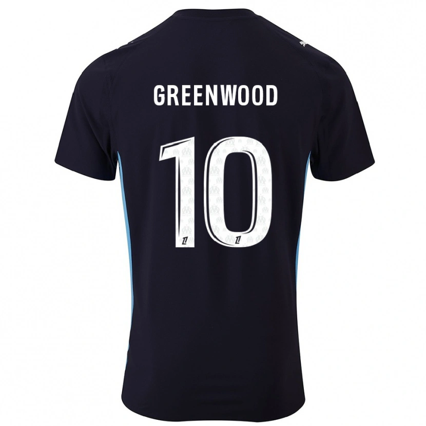 Danxen Mann Mason Greenwood #10 Svart Lyseblå Bortetrøye Drakt Trøye 2025/26 Skjorter T-Skjorte