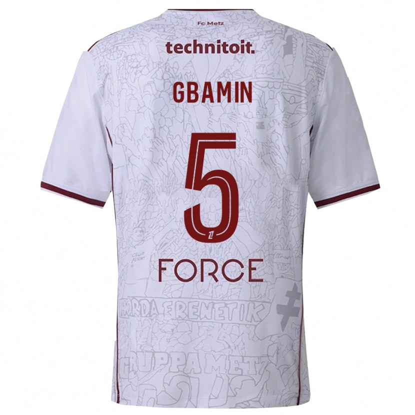 Danxen Mann Jean-Philippe Gbamin #5 Hvit Burgunder Bortetrøye Drakt Trøye 2025/26 Skjorter T-Skjorte